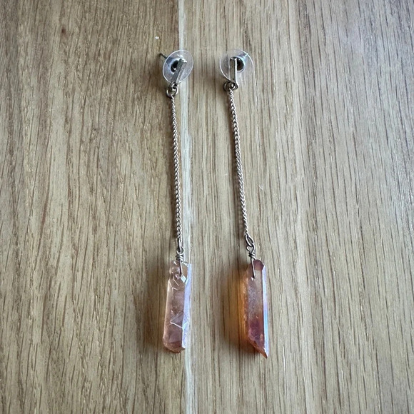 Orange Stone Drop Earrings​ - Picture 1 of 2
